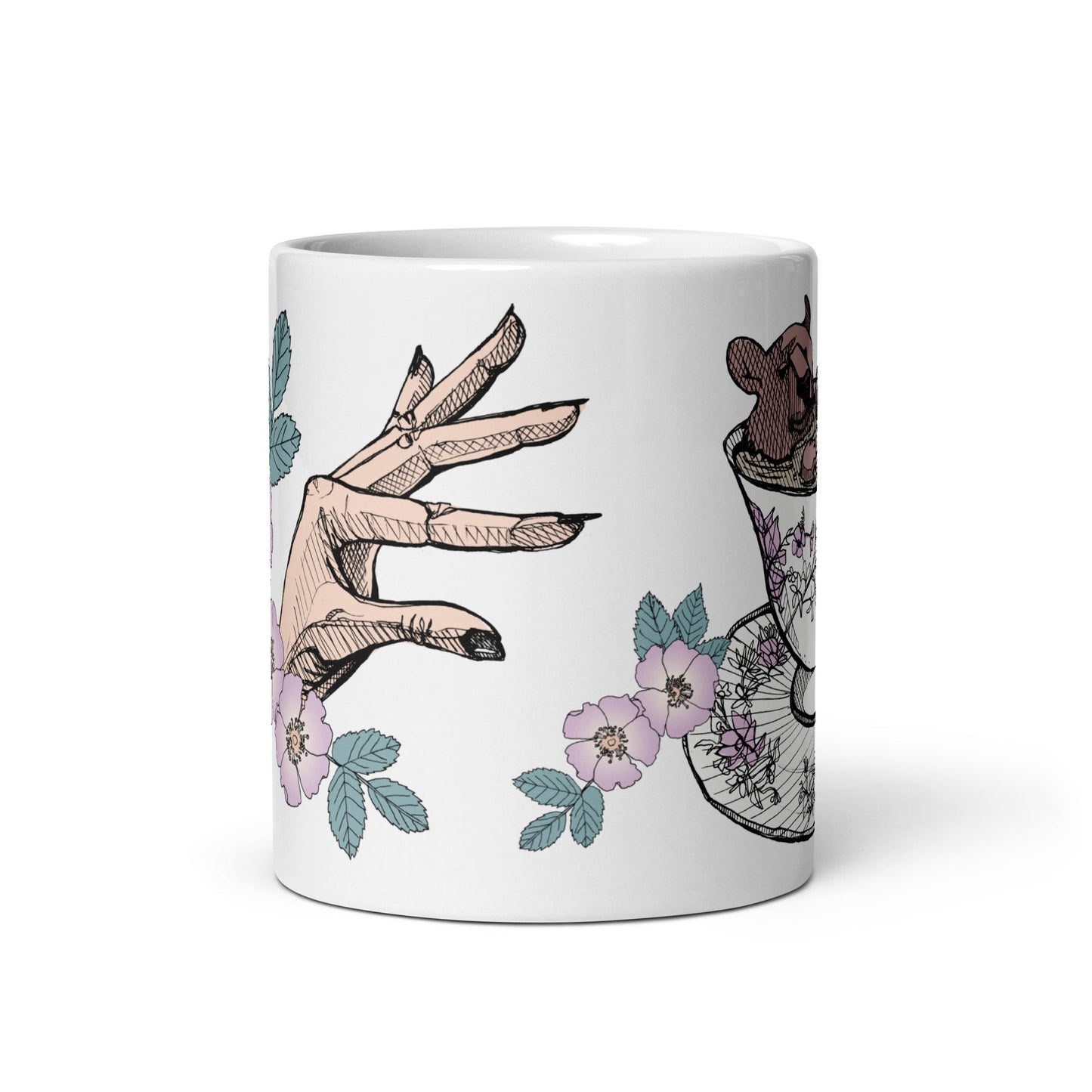 Bear in Teacup White Glossy Mug