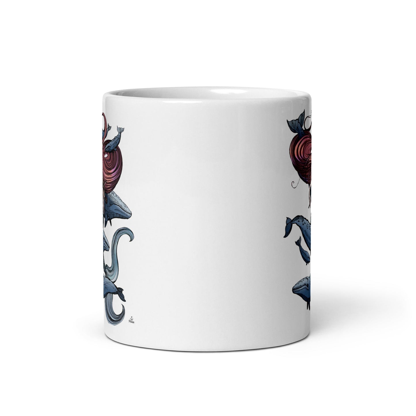 Mermaid Fiddling White Glossy Mug