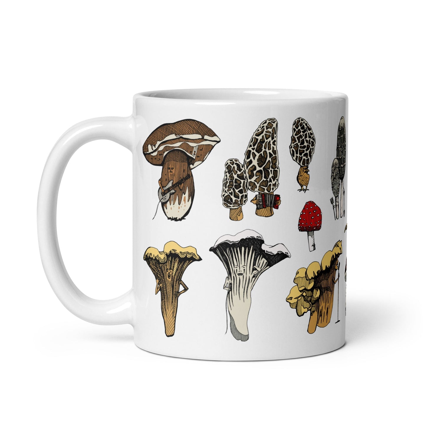 PNW Mushrooms White Glossy Mug