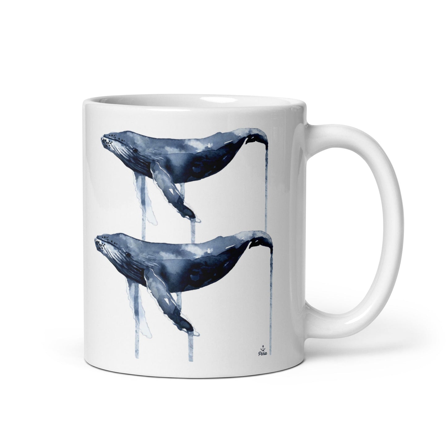 Watercolour Humpbacks White Glossy Mug