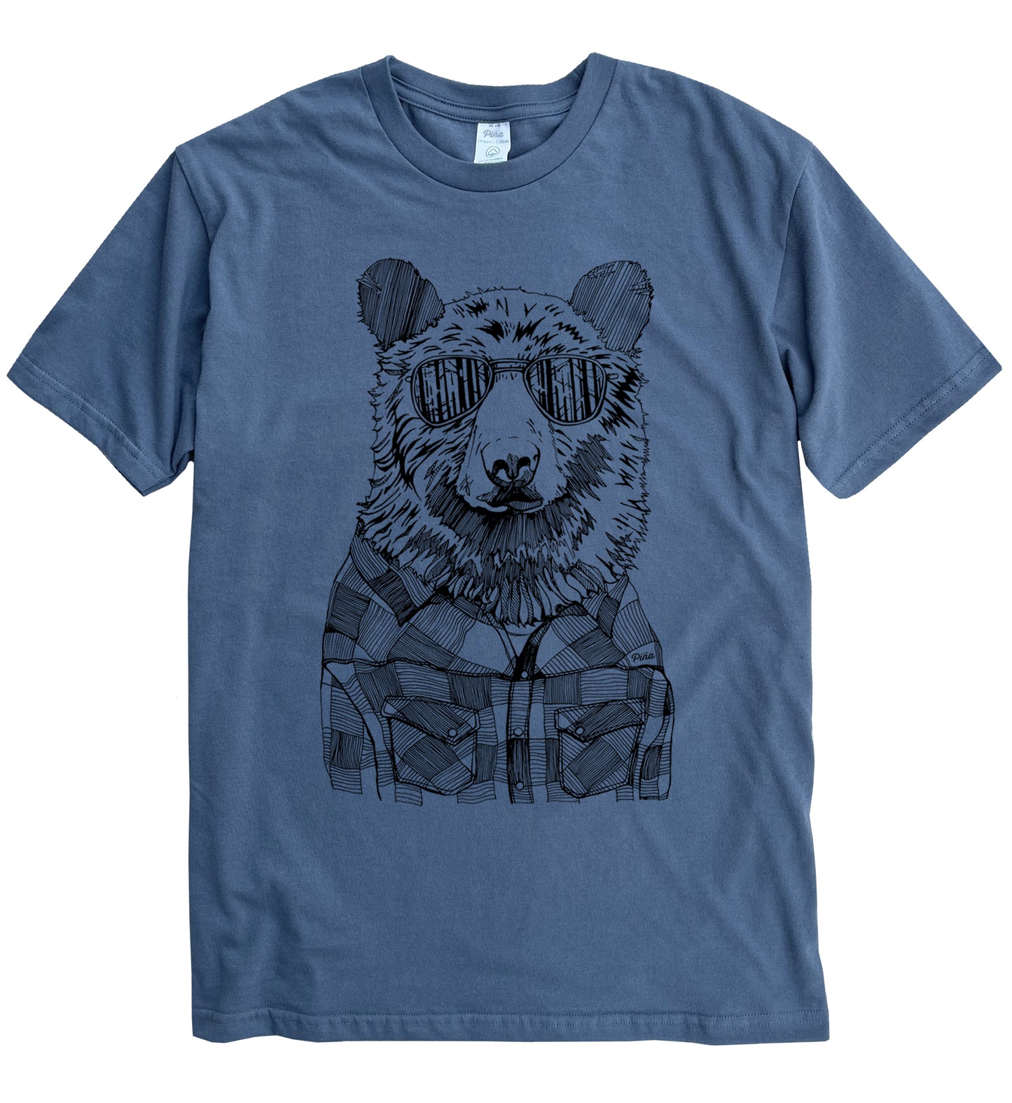 Hipster Bear in Black Ink Organic Cotton Unisex Tee