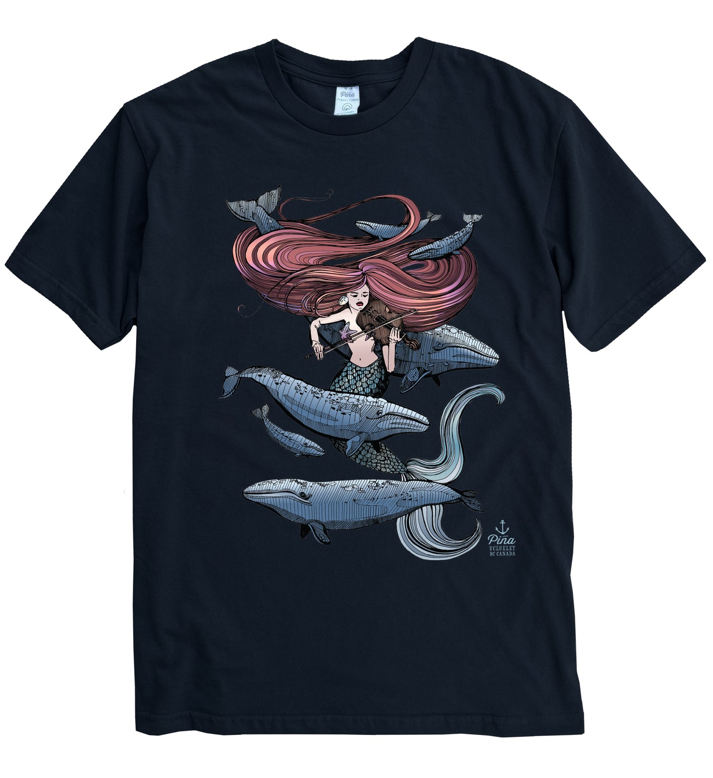 Mermaid Fiddling in Full Colour Organic Cotton Unisex Tee