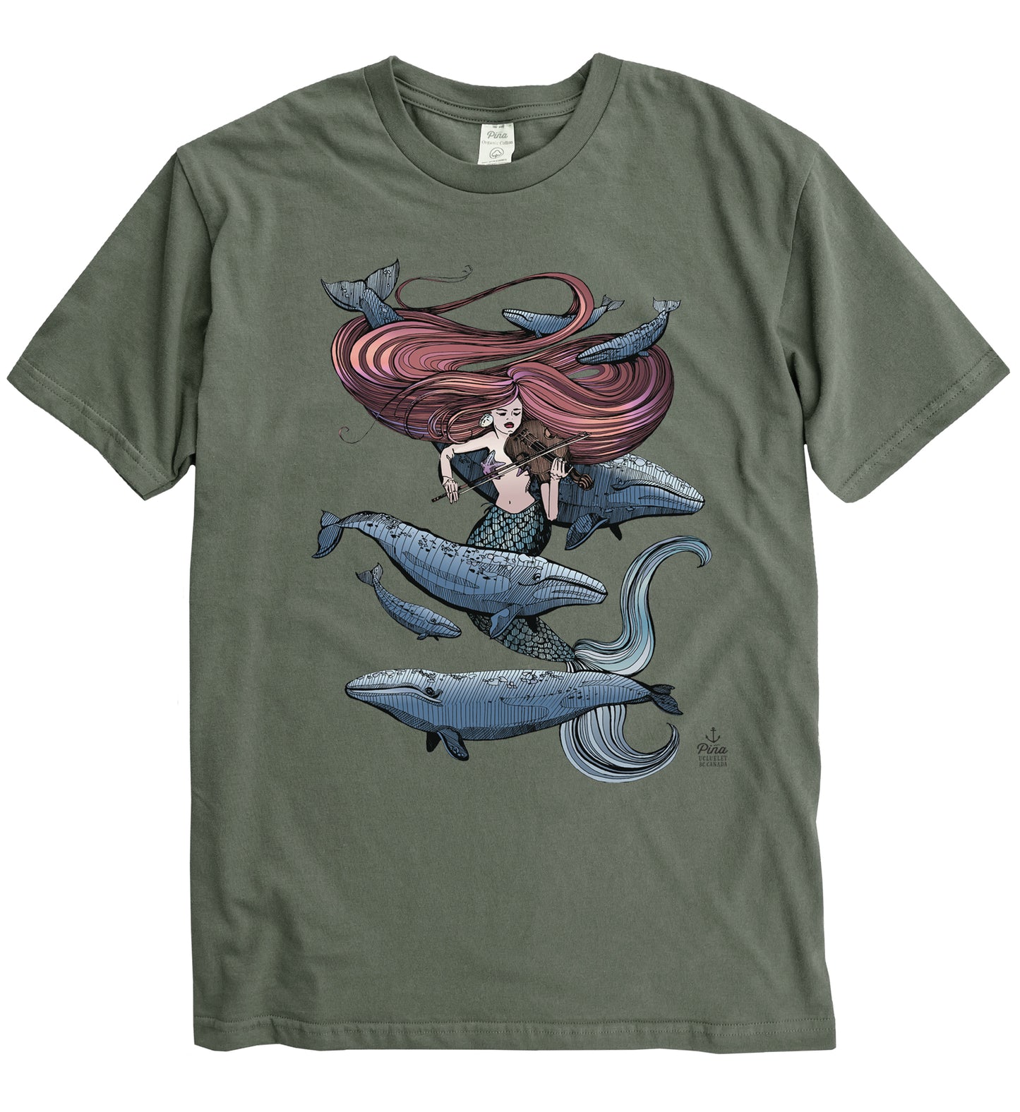 Mermaid Fiddling in Full Colour Organic Cotton Unisex Tee
