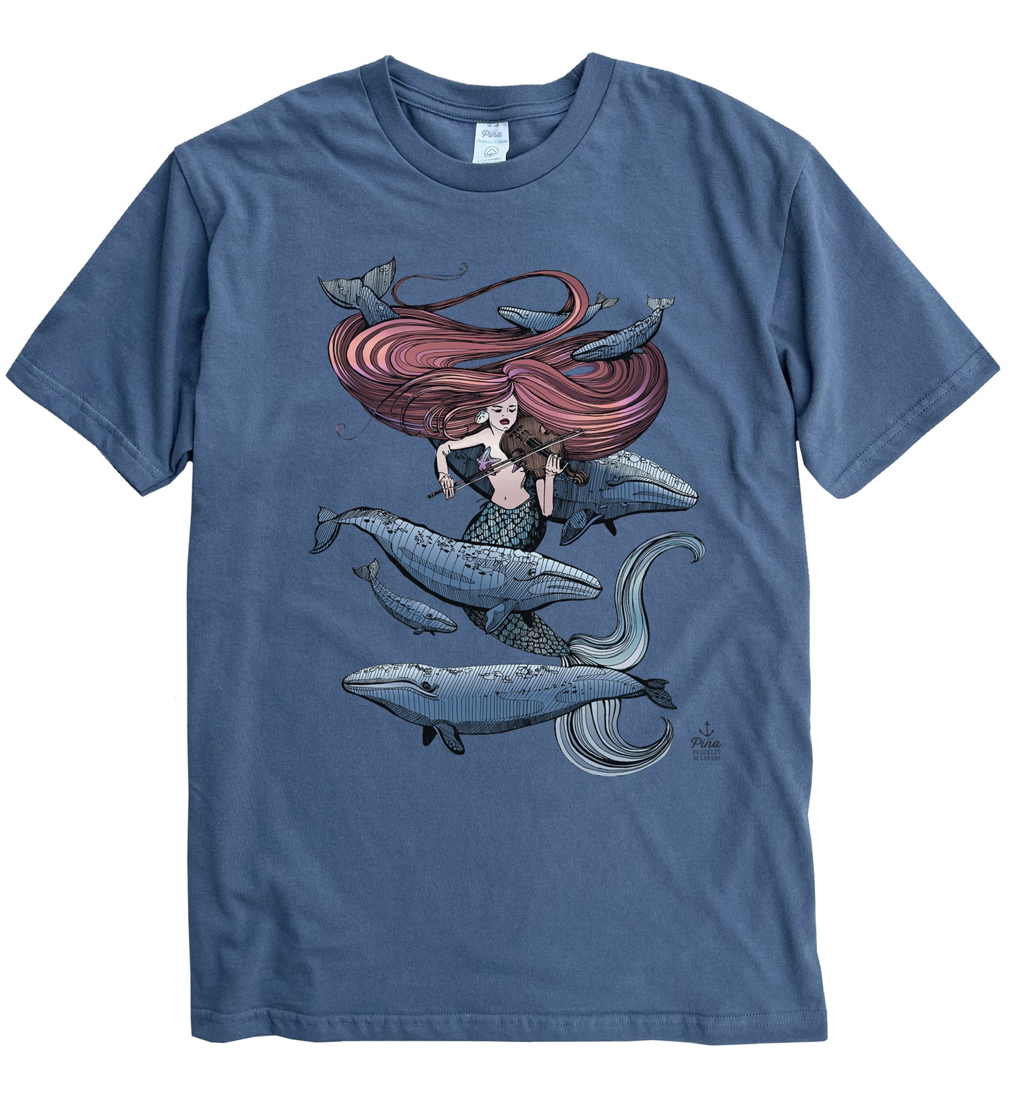 Mermaid Fiddling in Full Colour Organic Cotton Unisex Tee