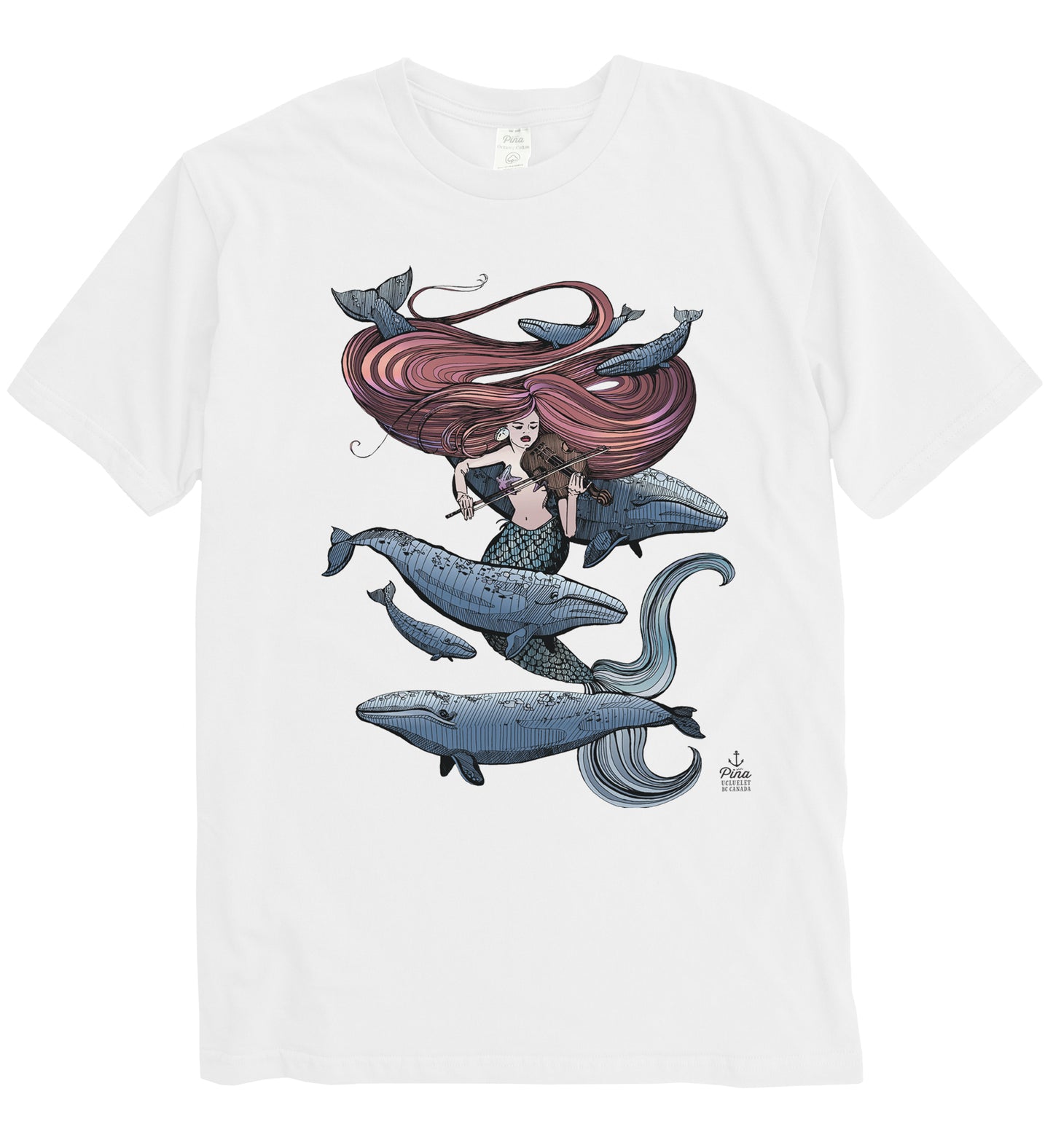 Mermaid Fiddling in Full Colour Organic Cotton Unisex Tee