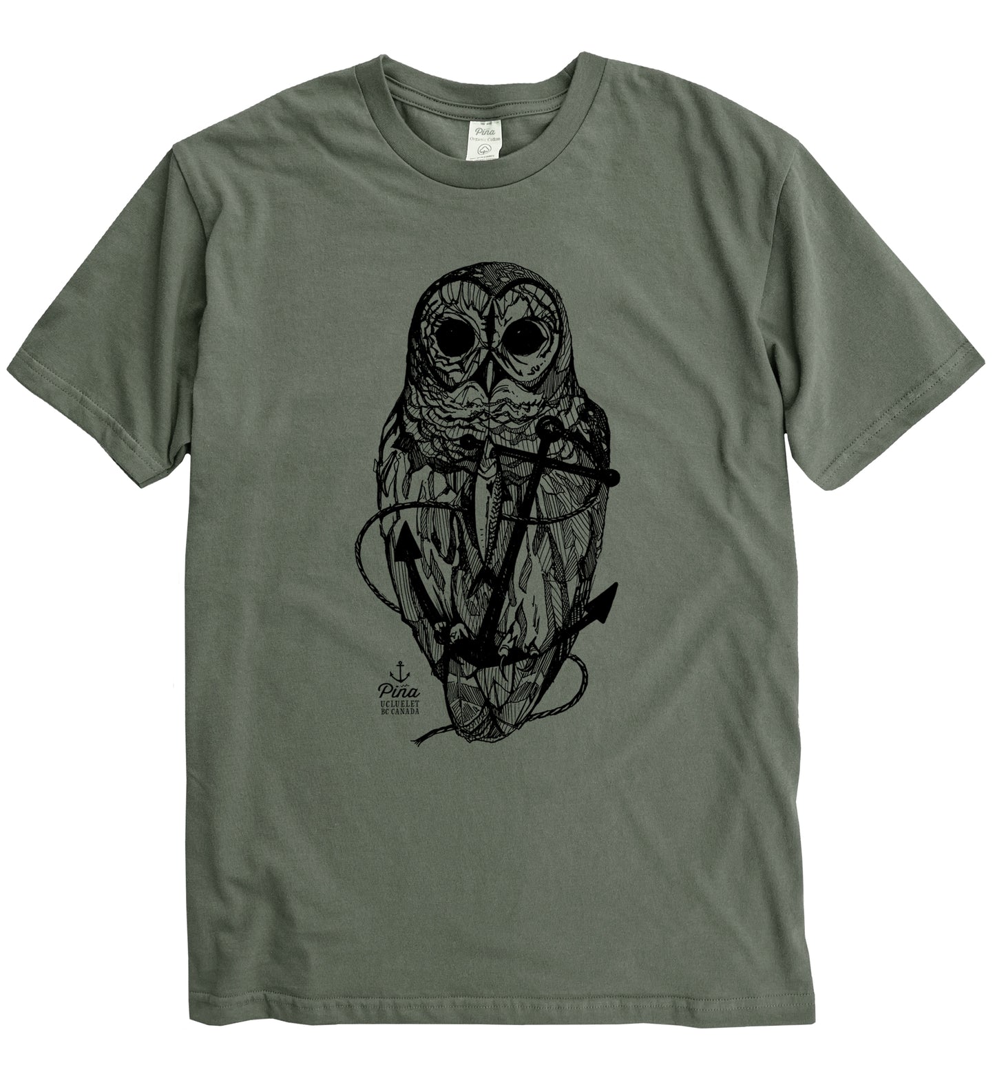 Owl & Anchor in Black Ink Organic Cotton Unisex Tee