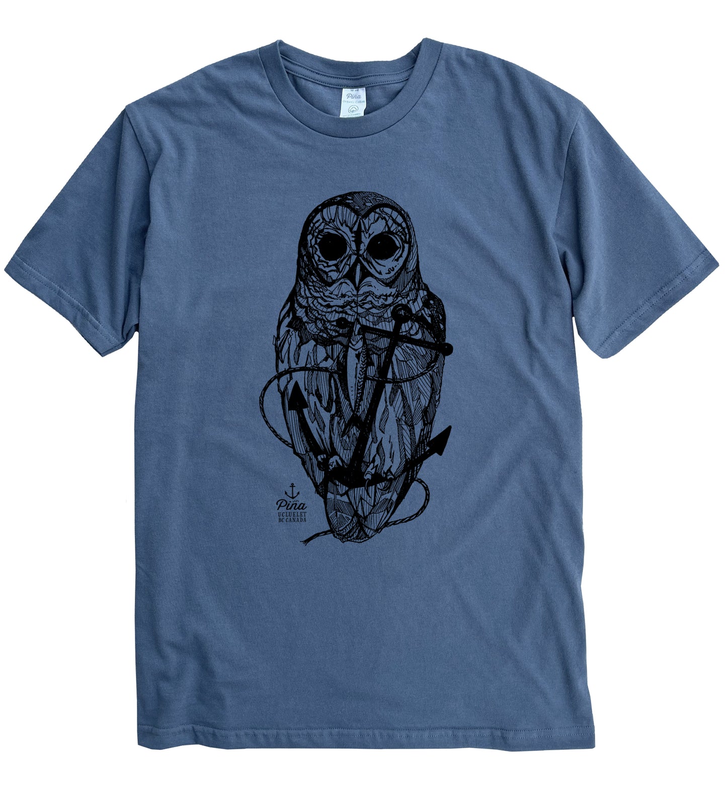 Owl & Anchor in Black Ink Organic Cotton Unisex Tee