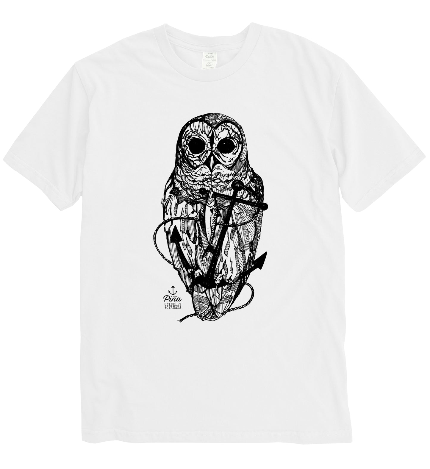 Owl & Anchor in Black Ink Organic Cotton Unisex Tee