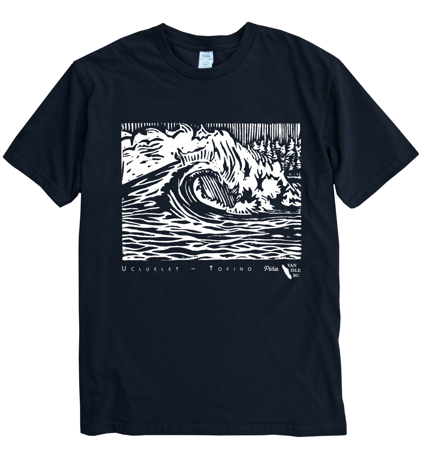 PNW Wave in White Ink Organic Cotton Unisex Tee