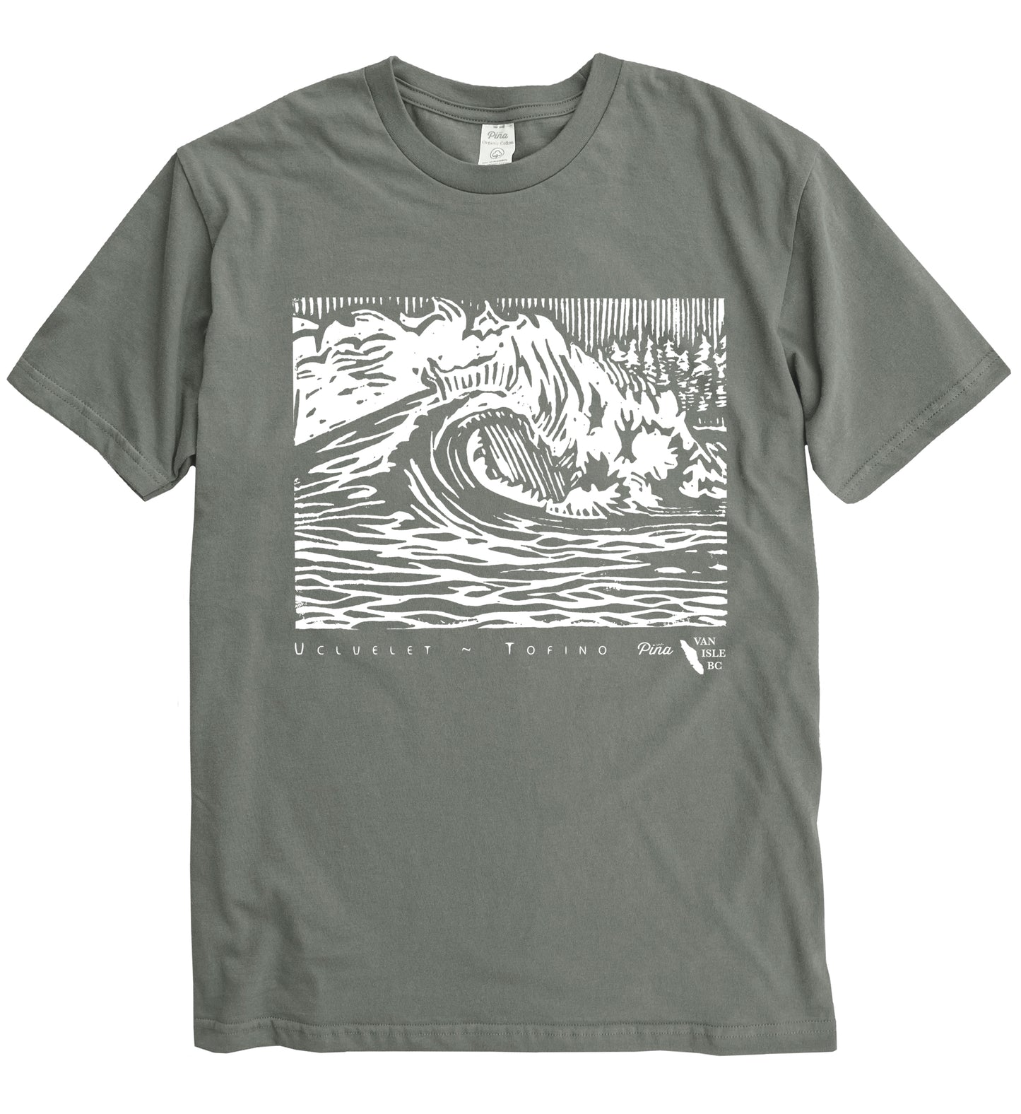PNW Wave in White Ink Organic Cotton Unisex Tee