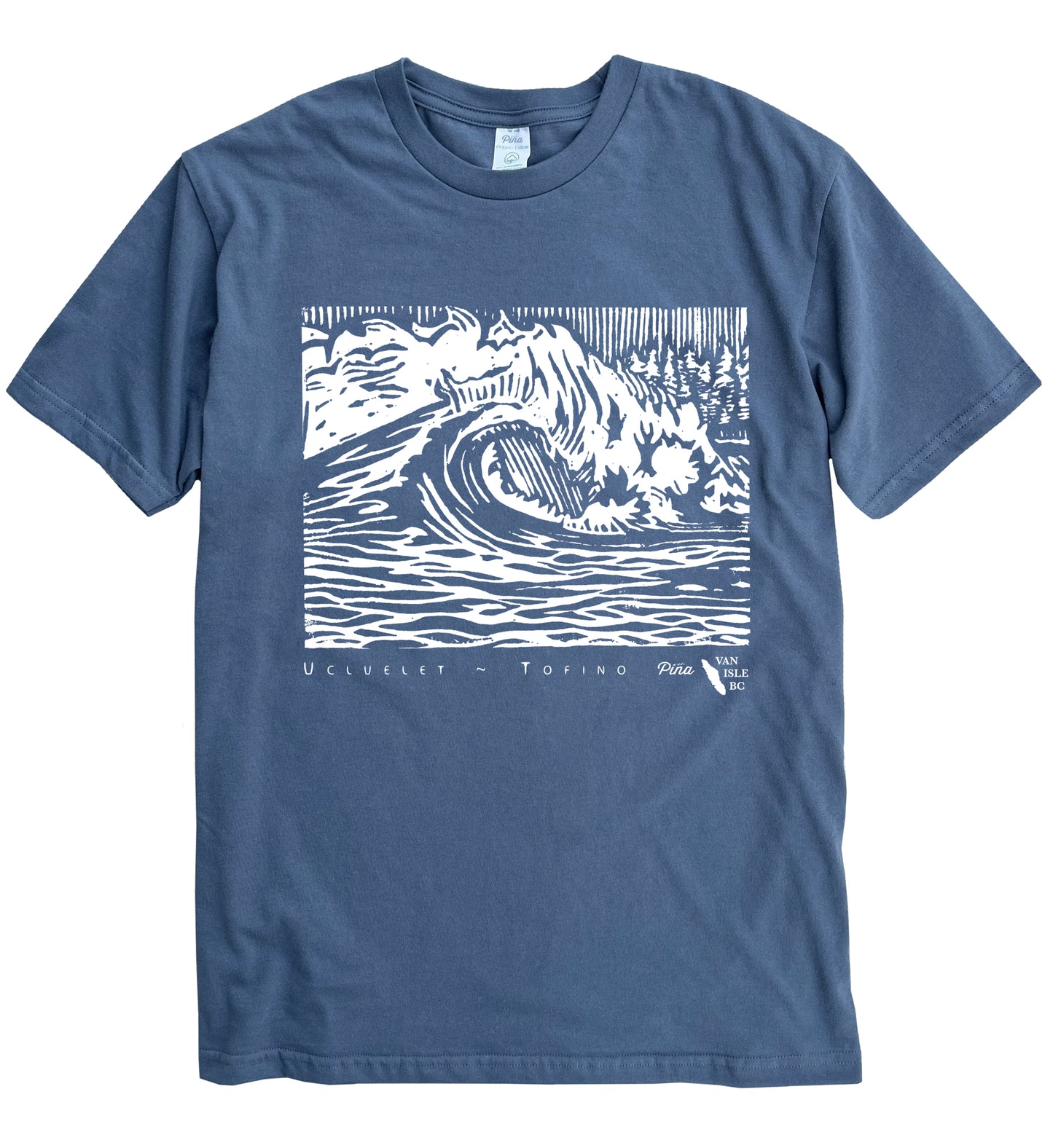 PNW Wave in White Ink Organic Cotton Unisex Tee