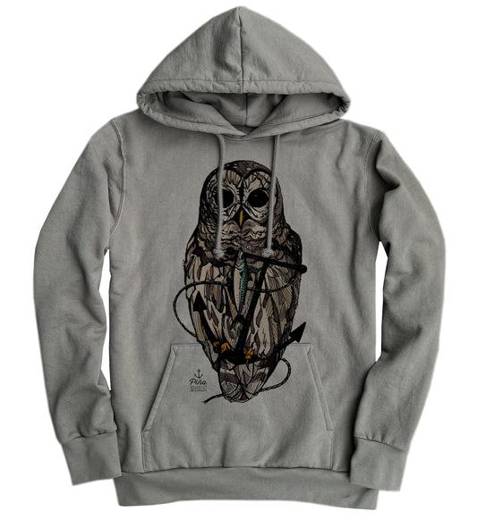 Owl and Anchor in Full Colour Organic Cotton Unisex Hoodie Made in Canada