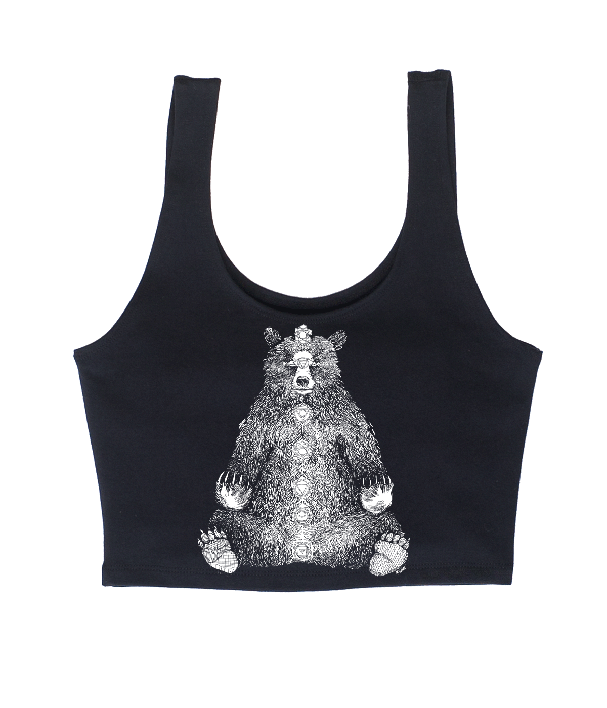 Kundalini Bear in White Crop Tank