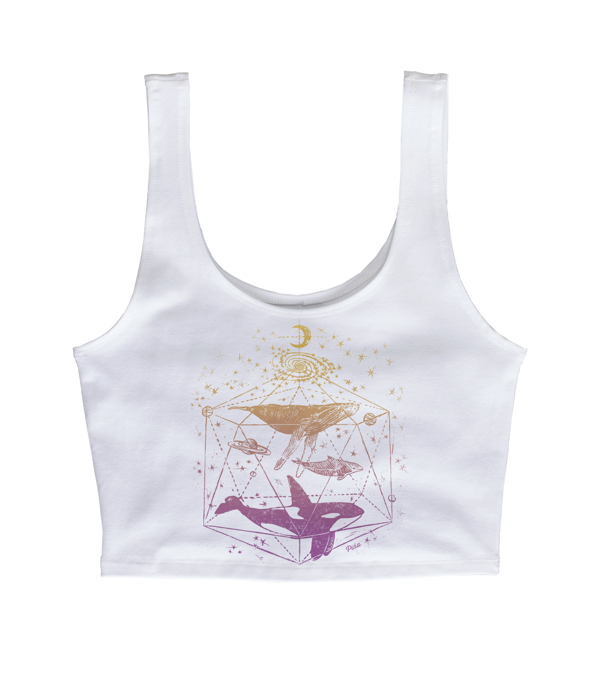 Galactic Whales in Colour Crop Tank