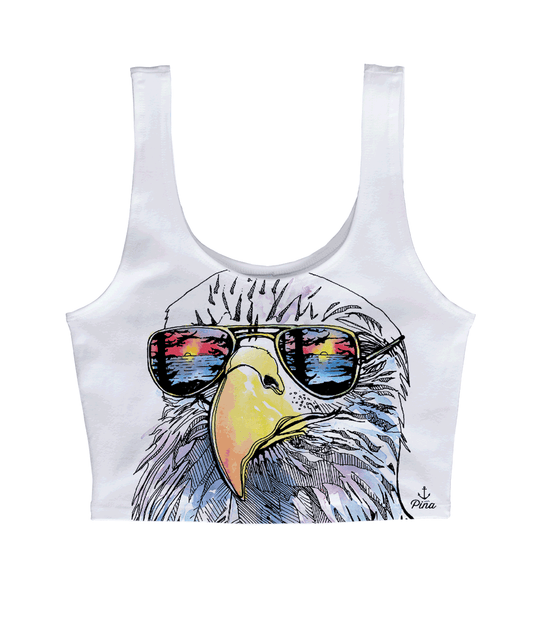 Hipster Eagle in Colour Crop Tank