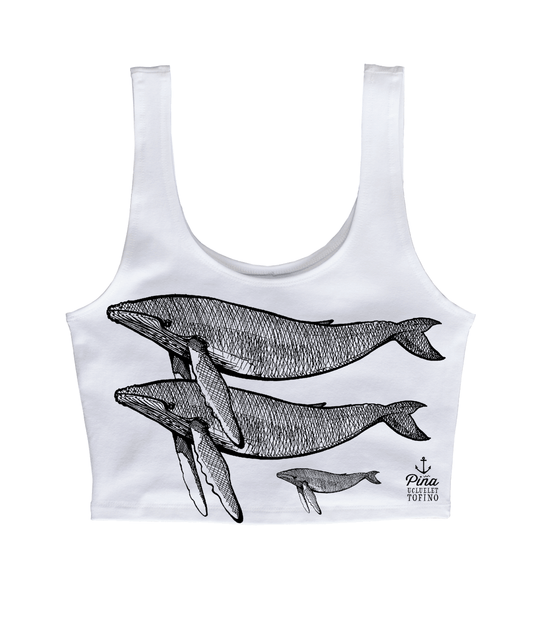 Humpback Fam in Black Crop Tank