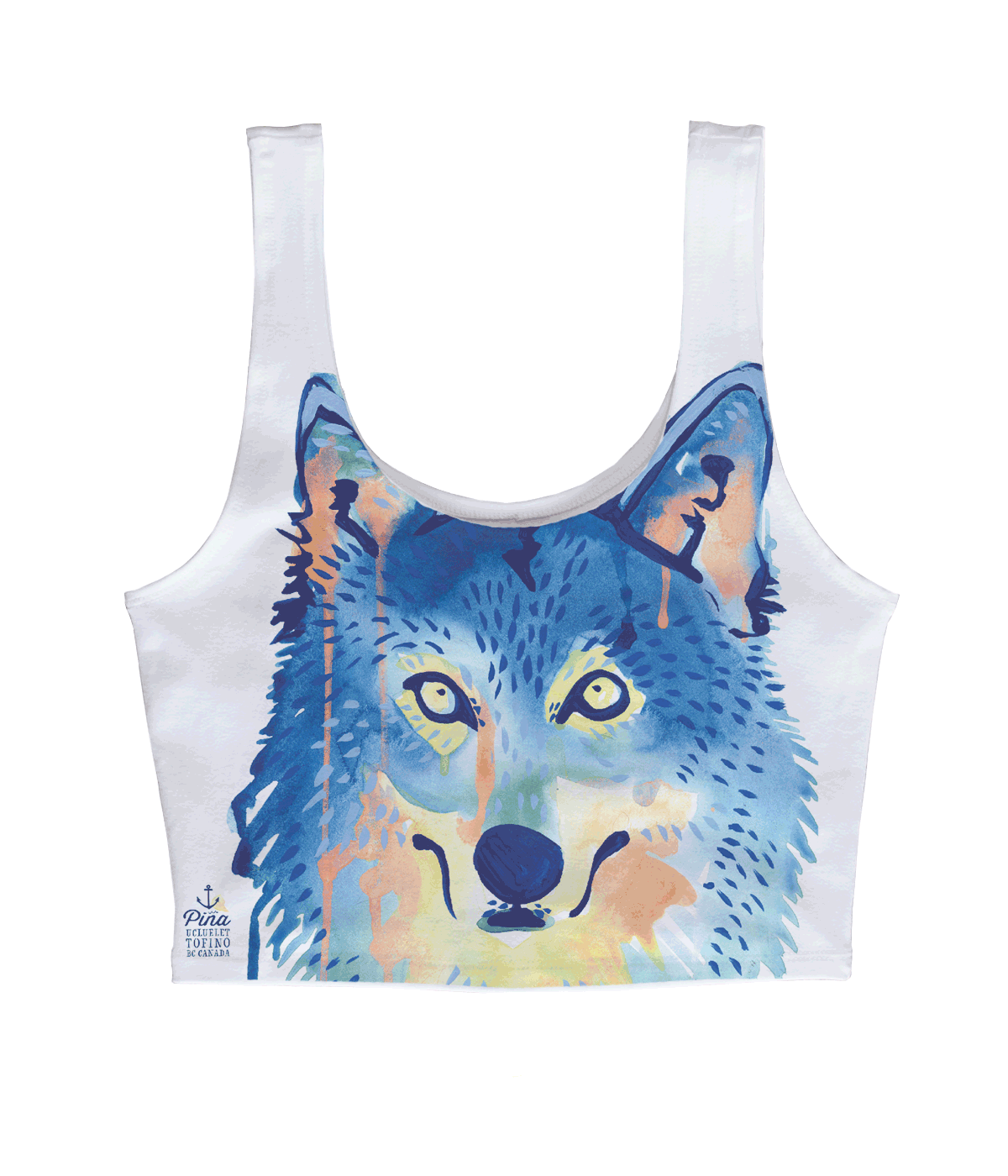 Watercolour Wolf Face Crop Tank