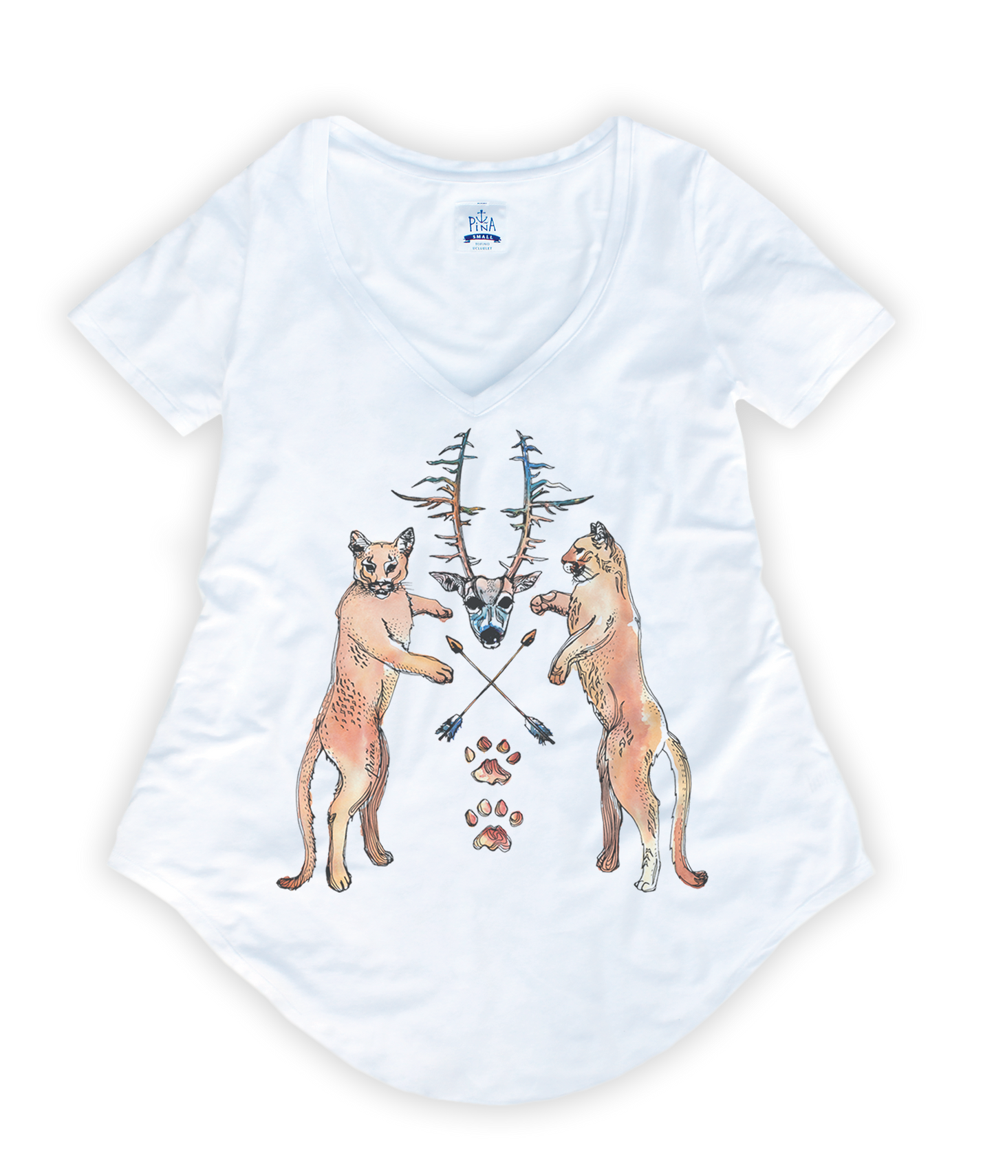 Cougar Crest in Colour Ladies Bamboo V-Neck Tee