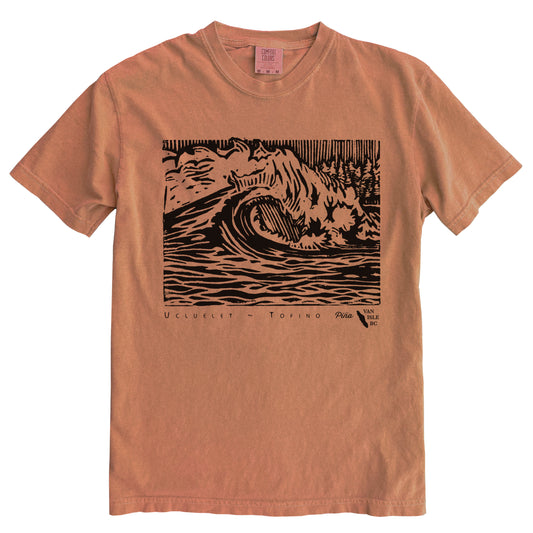 PNW Wave in Black Ink Comfort Colours Heavyweight Cotton Unisex Tee