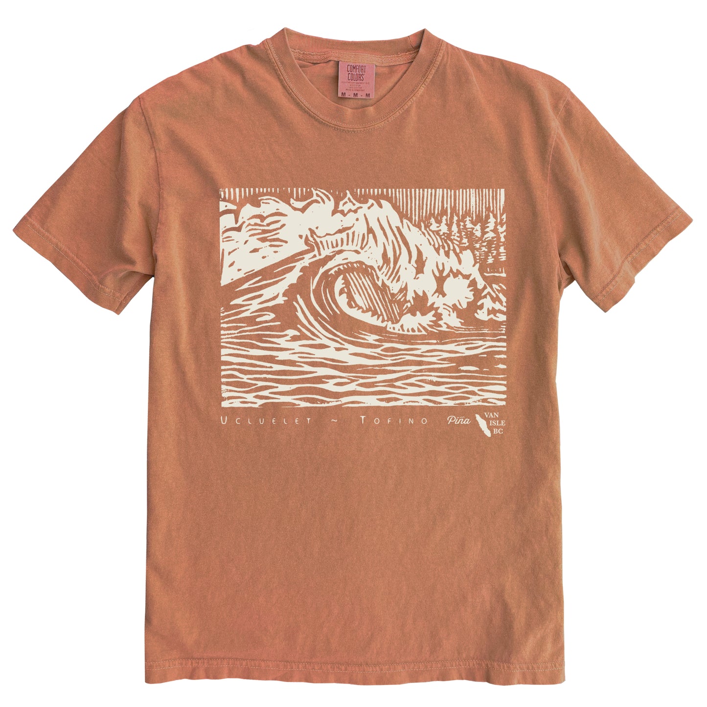 PNW Wave in Cream Ink Comfort Colours Heavyweight Cotton Unisex Tee