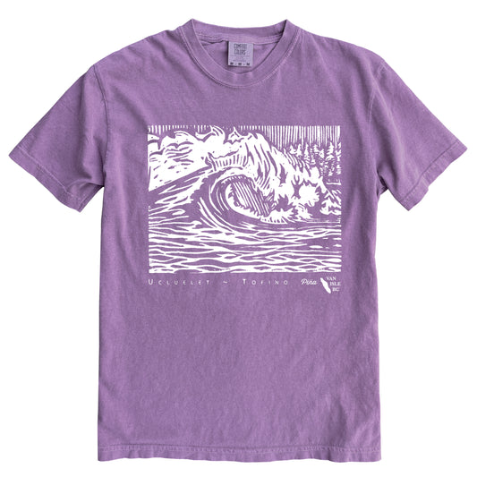 PNW Wave in Cream Ink Comfort Colours Heavyweight Cotton Unisex Tee