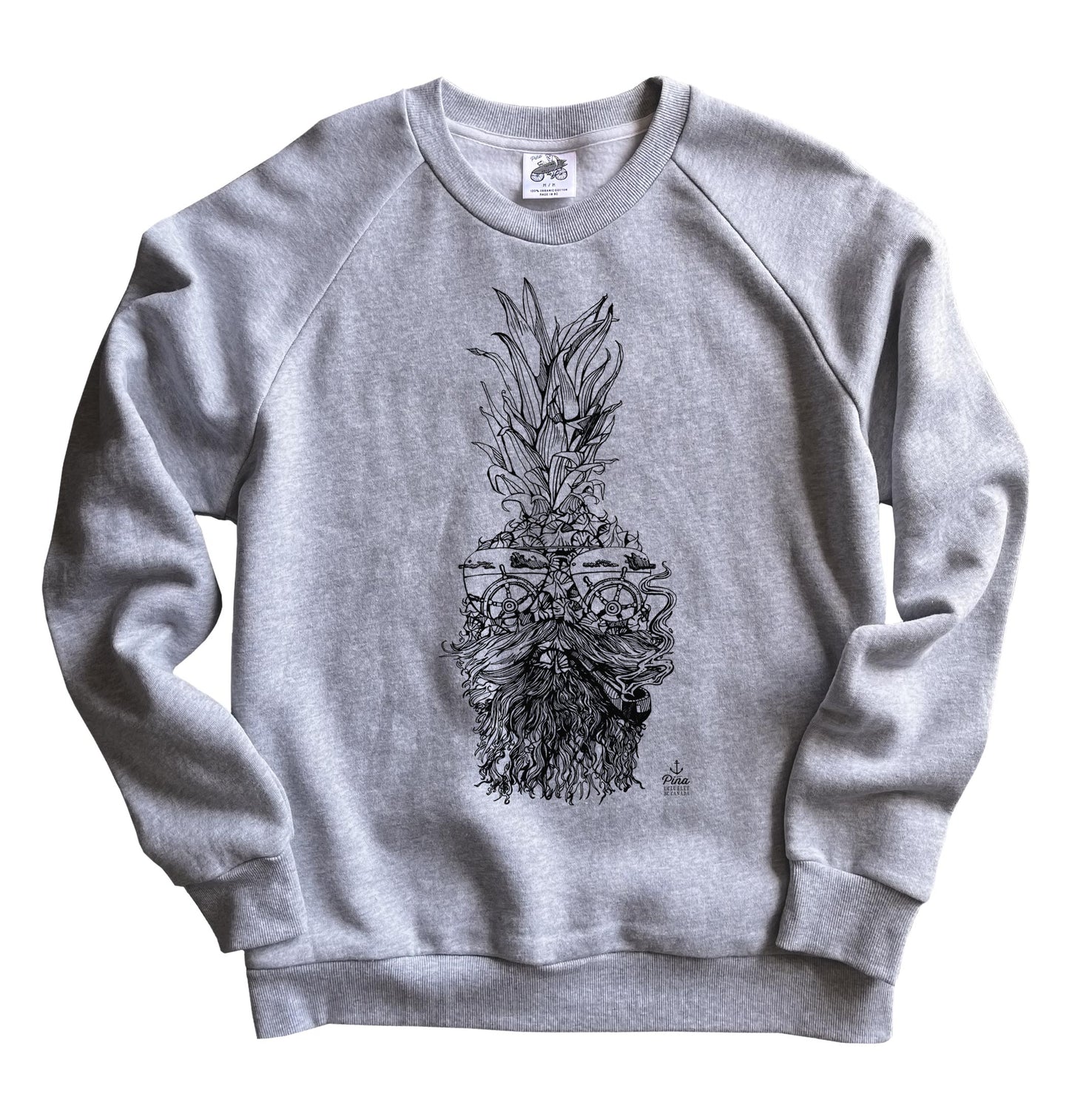 Captain Pina In Black Ink Organic Cotton Unisex Sweatshirt