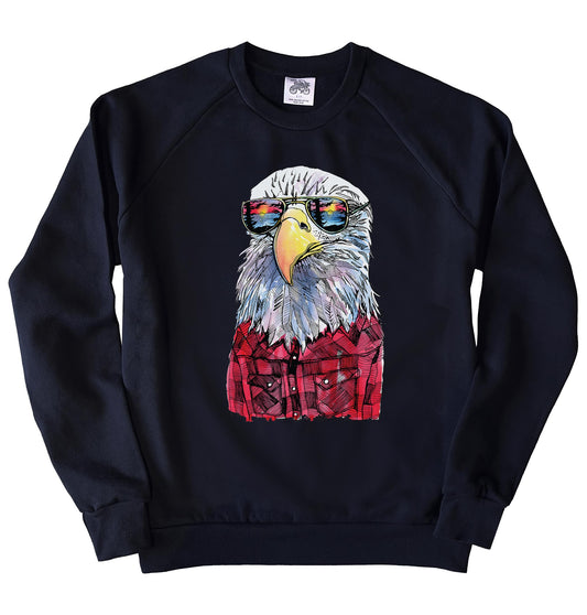 Hipster Eagle in Full Colour Organic Cotton Unisex Sweatshirt
