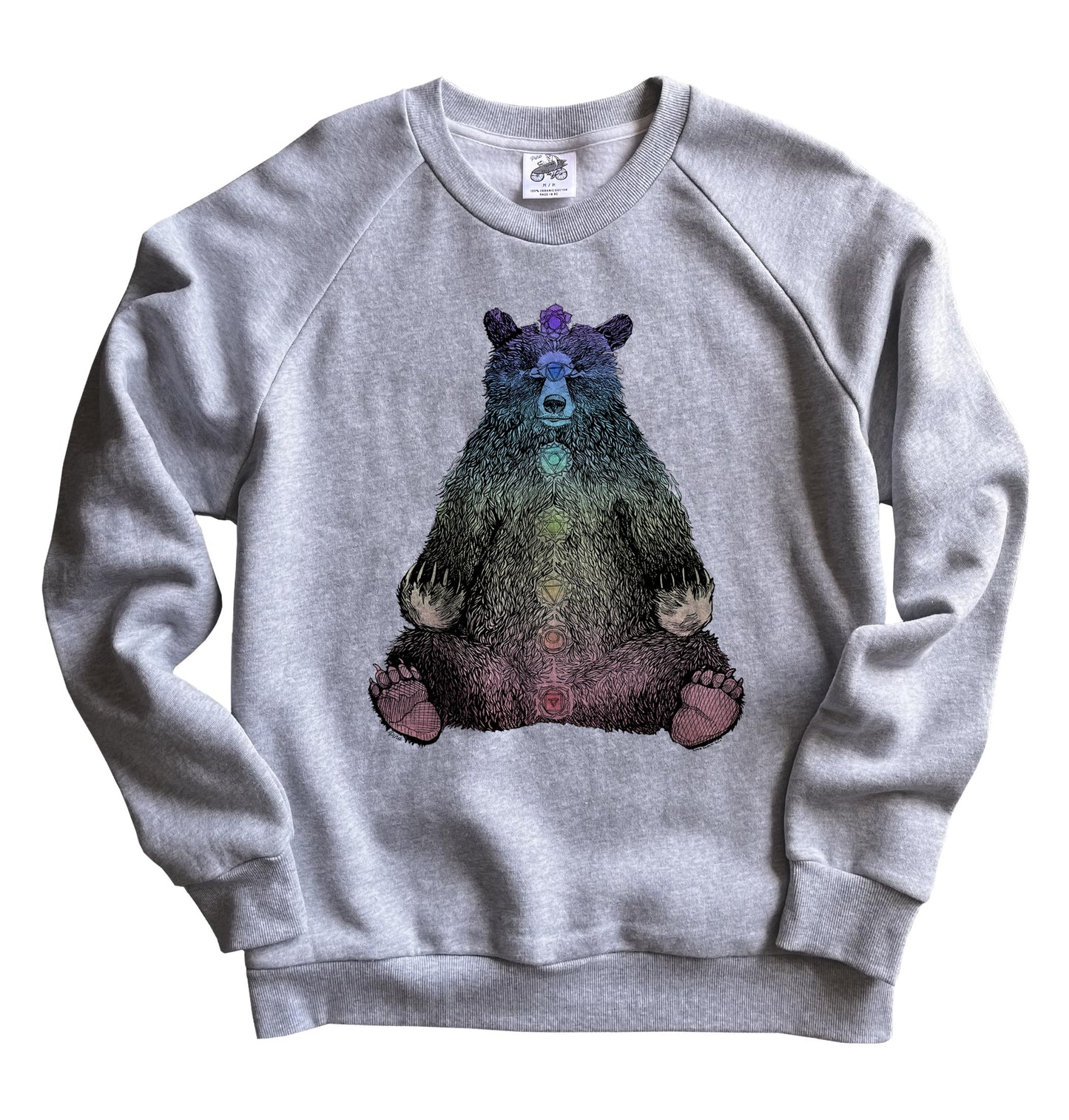 Kundalini Bear in Full Colour Organic Cotton Unisex Sweatshirt