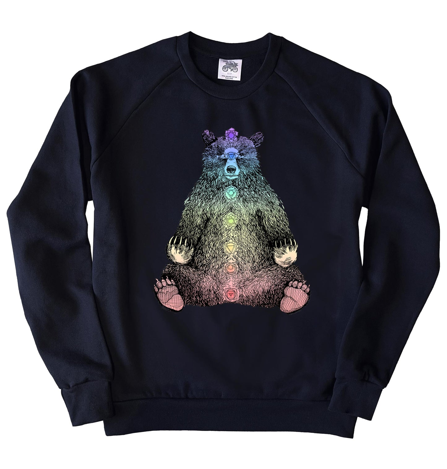 Kundalini Bear in Full Colour Organic Cotton Unisex Sweatshirt