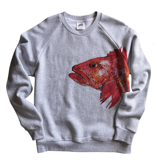 Watercolour Lingcod Organic Cotton Unisex Sweatshirt