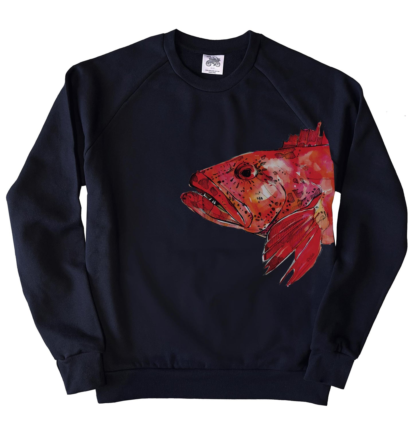 Watercolour Lingcod Organic Cotton Unisex Sweatshirt