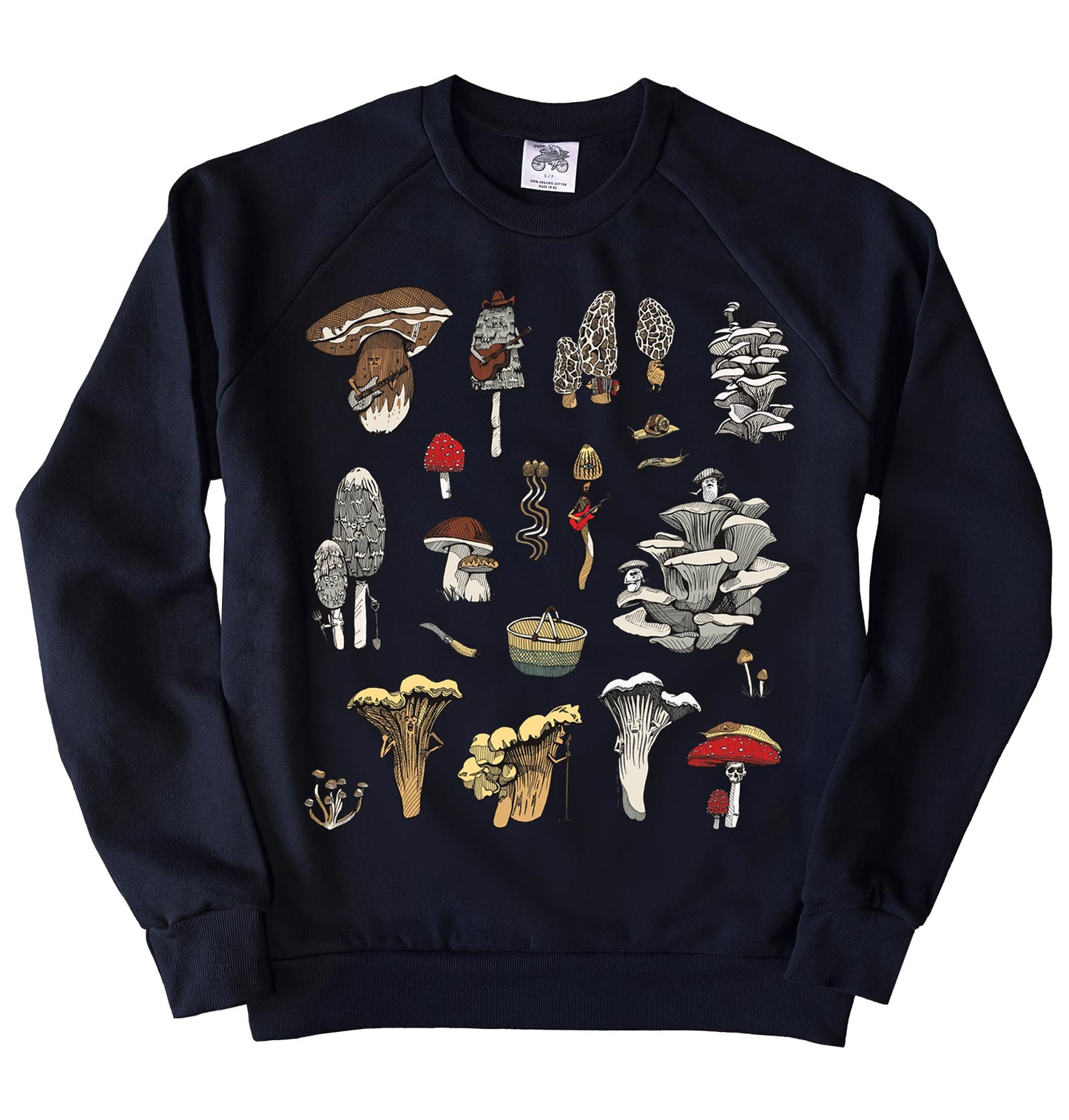 PNW Mushrooms in Full Colour Organic Cotton Unisex Sweatshirt