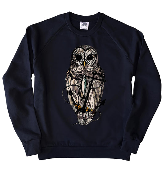 Owl and Anchor In Full Colour Organic Cotton Unisex Sweatshirt