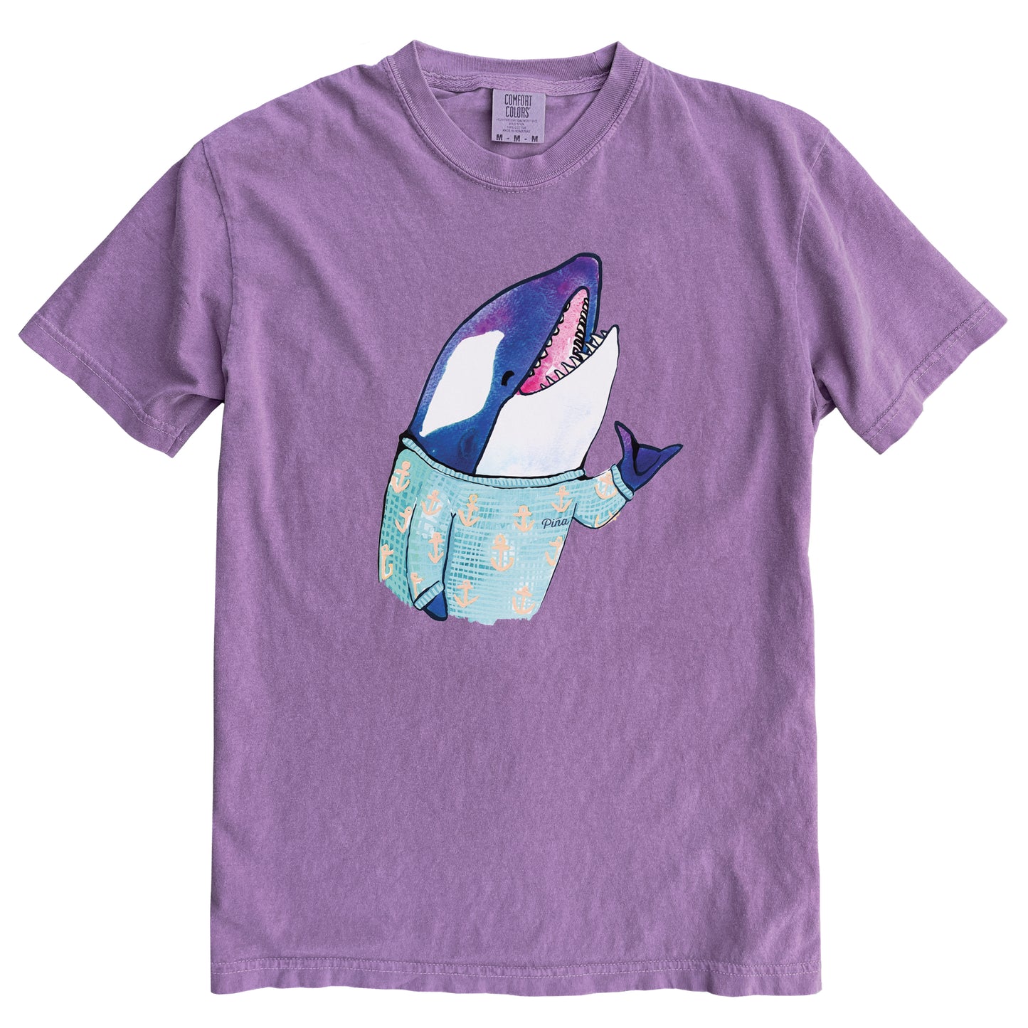 Shaka Brah Orca in Colour Ink Comfort Colours Heavyweight Cotton Unisex Tee