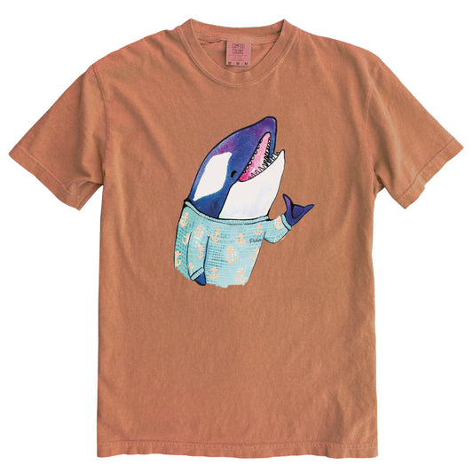 Shaka Brah Orca in Colour Ink Comfort Colours Heavyweight Cotton Unisex Tee