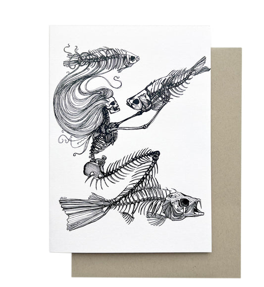 Skeleton Mermaid Greeting Card