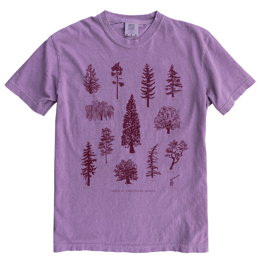 Tree Species in Purple Ink Comfort Colours Heavyweight Cotton Unisex Tee