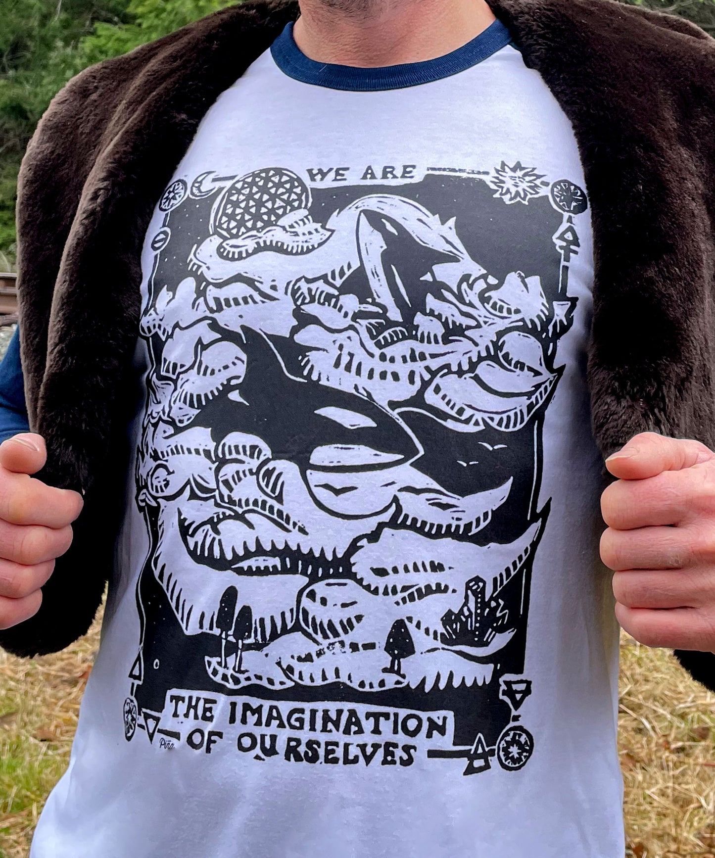 Unisex 3/4 Sleeve Baseball With Dream Orcas Design, Made in Canada