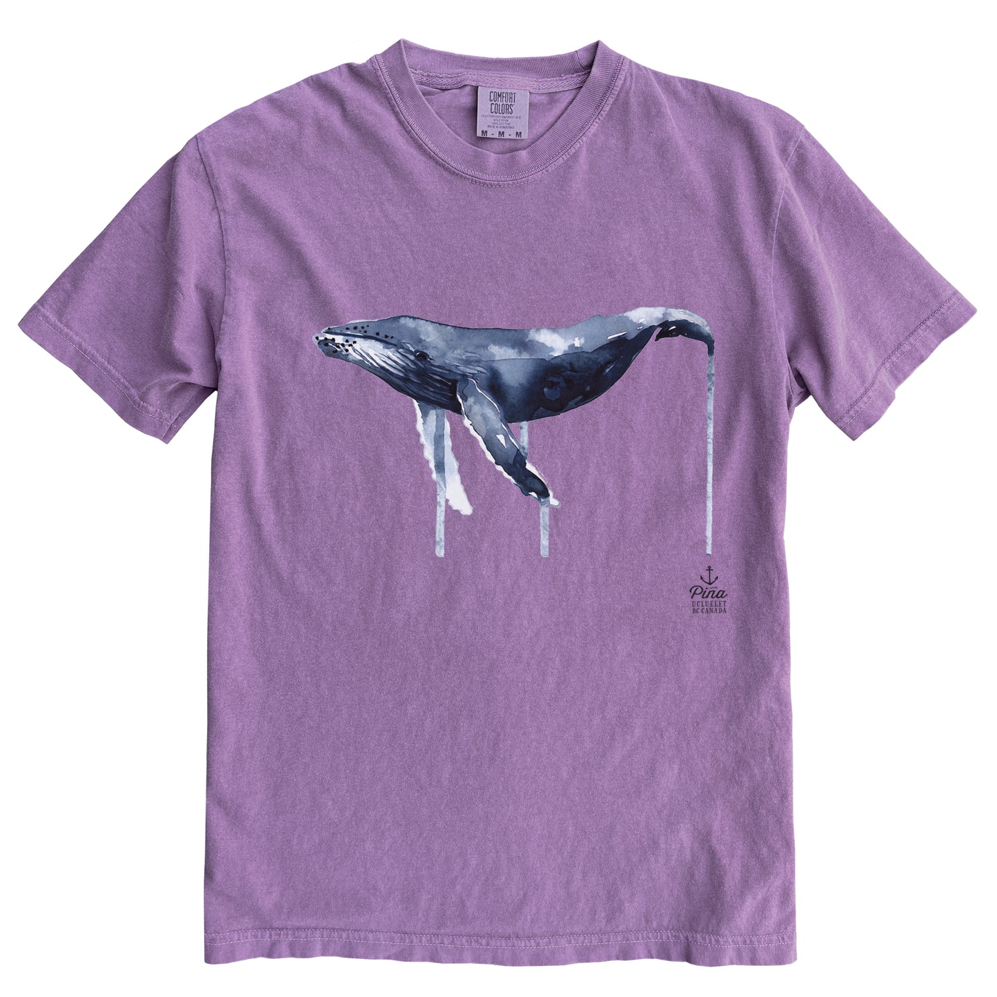 Watercolour Humpback in Colour Ink Light on Dark Comfort Colours Heavyweight Cotton Unisex Tee