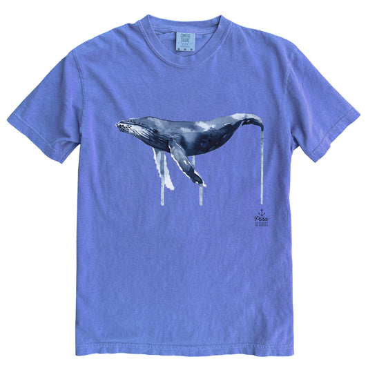 Watercolour Humpback in Colour Ink Light on Dark Comfort Colours Heavyweight Cotton Unisex Tee