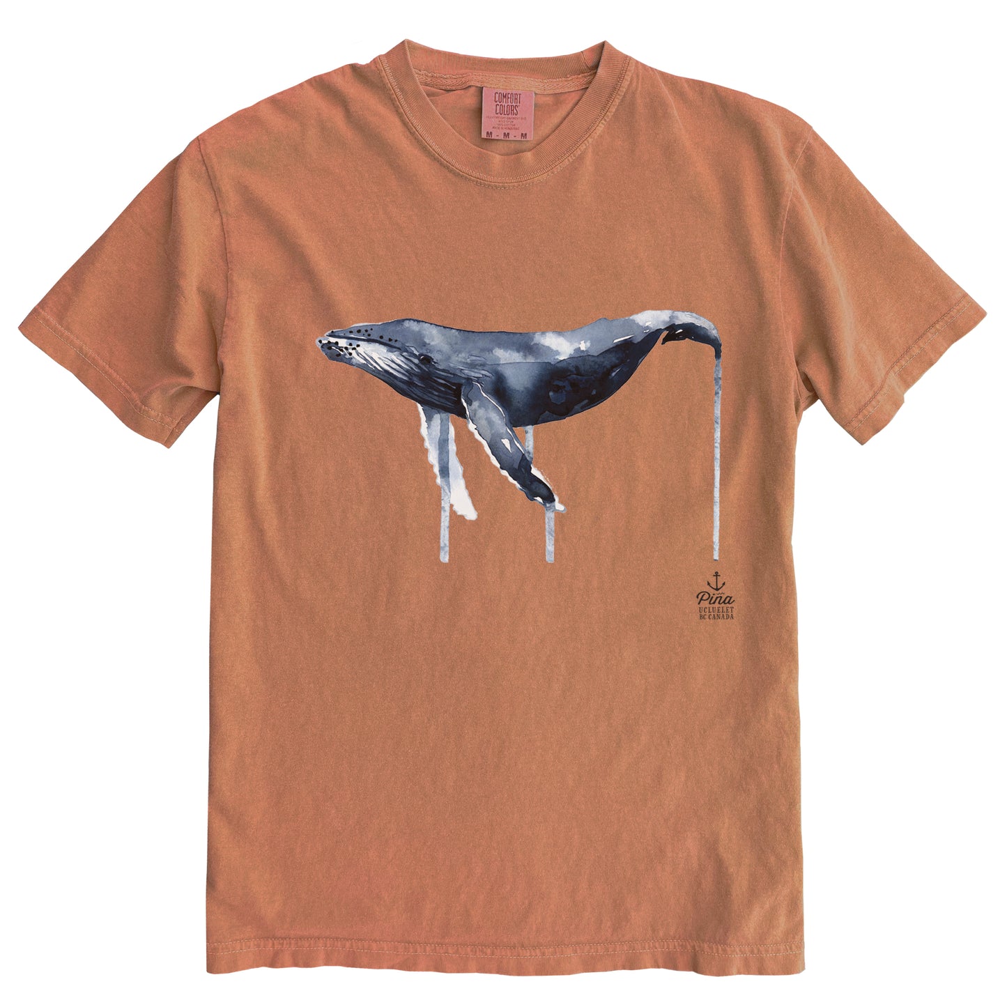 Watercolour Humpback in Colour Ink Light on Dark Comfort Colours Heavyweight Cotton Unisex Tee