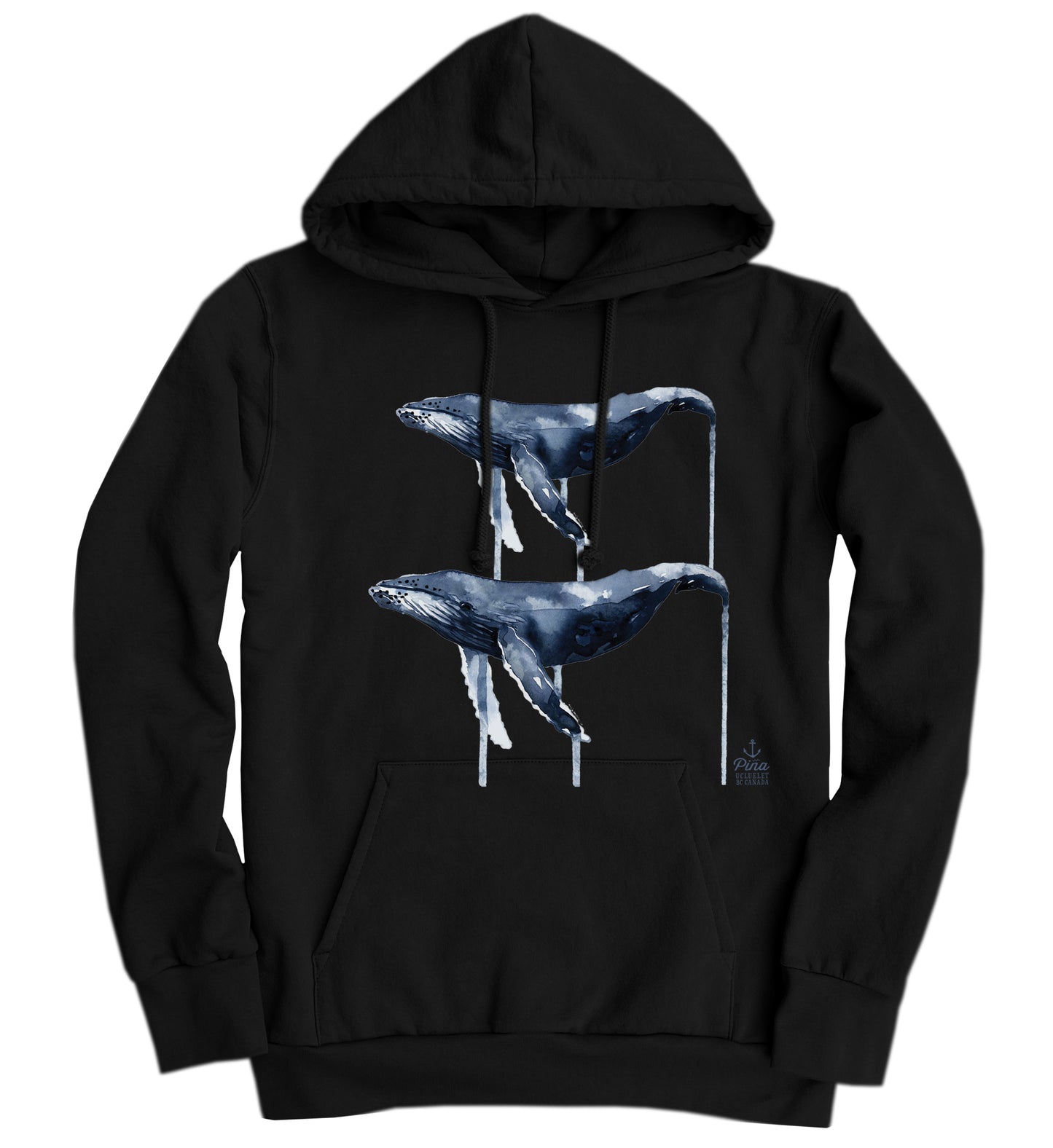 Watercolour Humpbacks Organic Cotton Unisex Hoodie Made in Canada