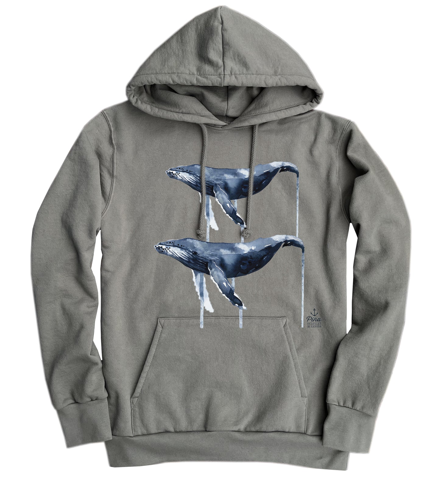 Watercolour Humpbacks Organic Cotton Unisex Hoodie Made in Canada