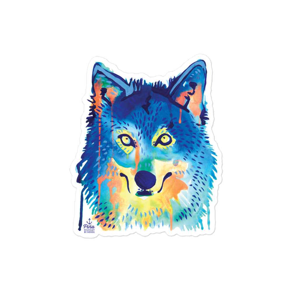 Watercolour Wolf Face Sticker