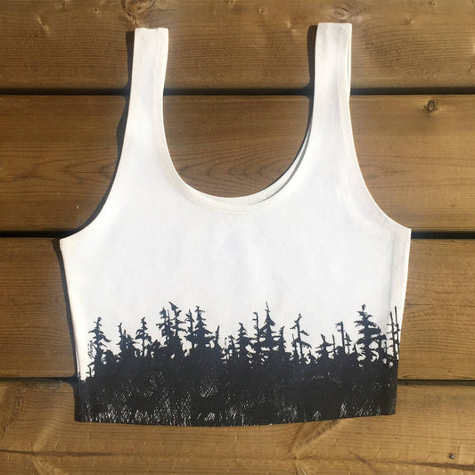 West Coast Treeline in Black Crop Tank