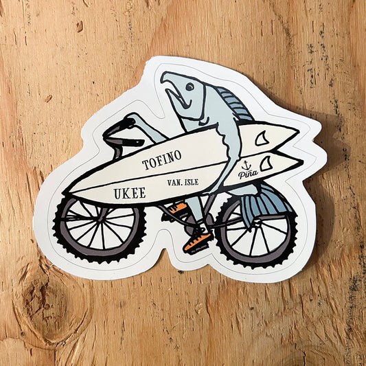 Surf Salmon on Bike Sticker