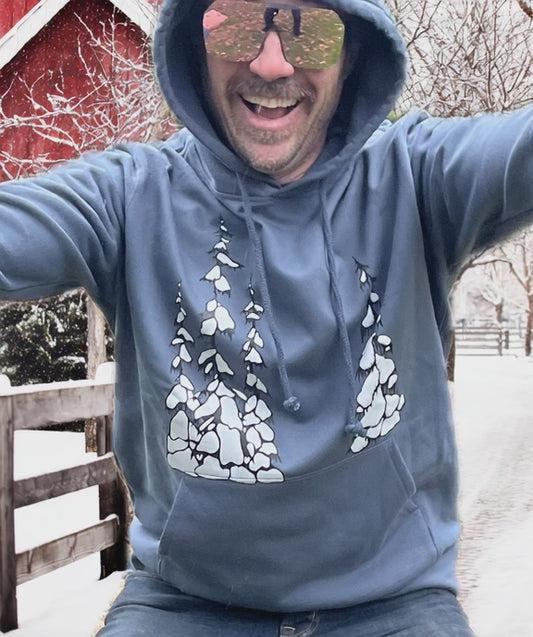 Organic Unisex Hoodie Made in Canada With Snow Trees