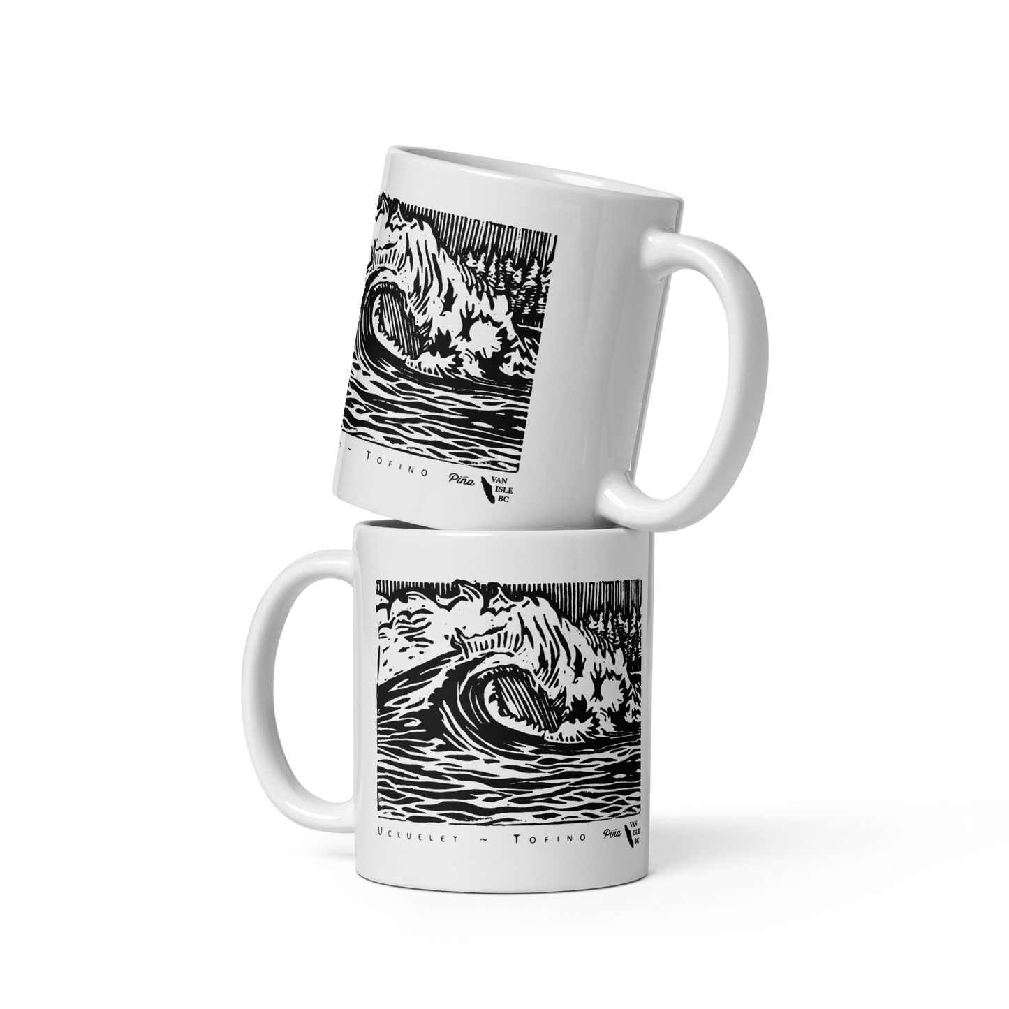 PNW Wave White Glossy Mug