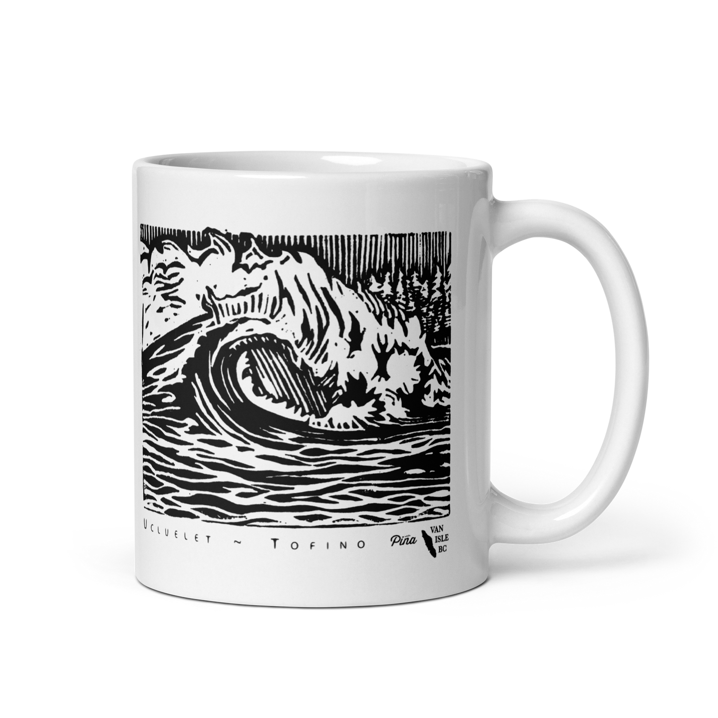 PNW Wave White Glossy Mug