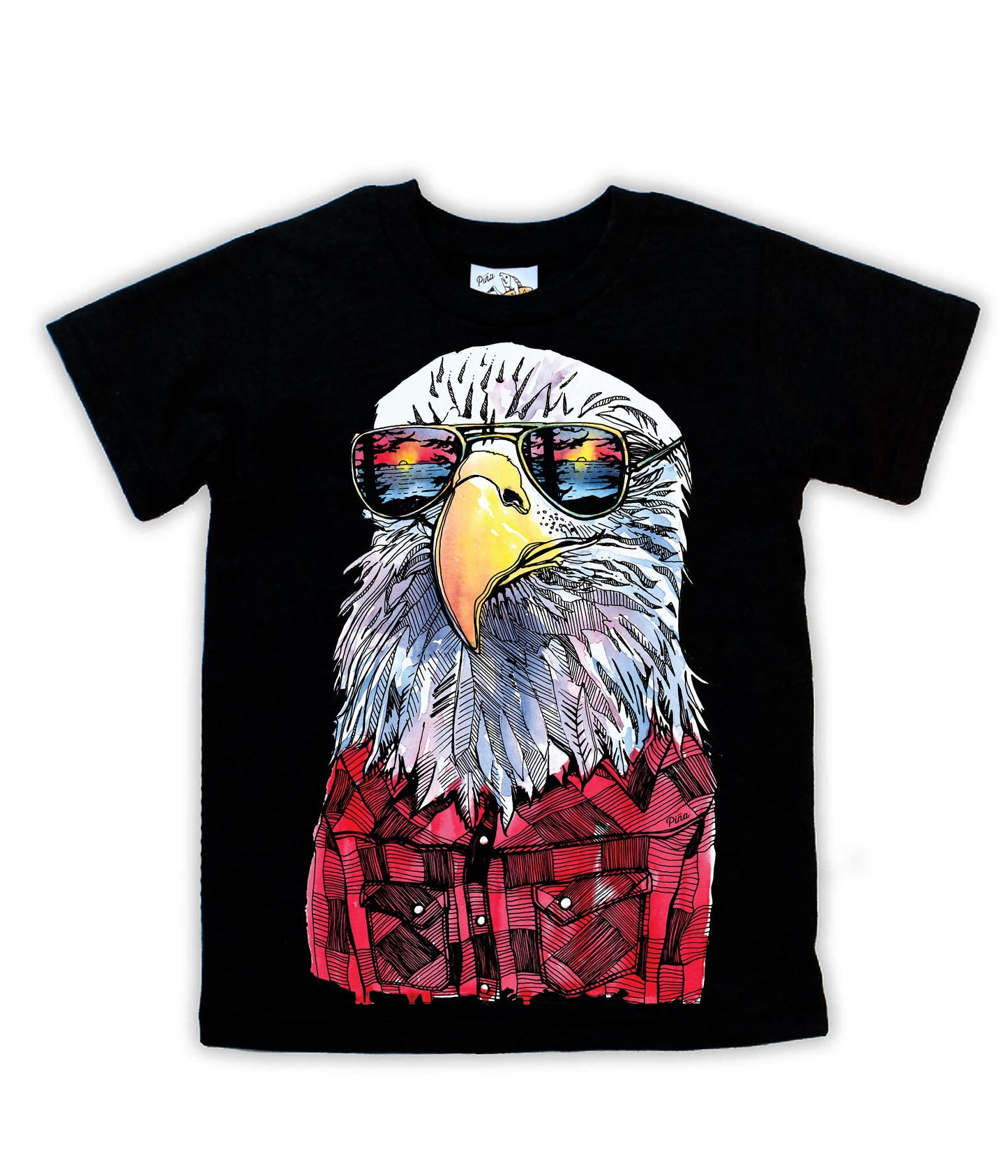 Hipster Eagle in Colour Organic Cotton Kids Tee